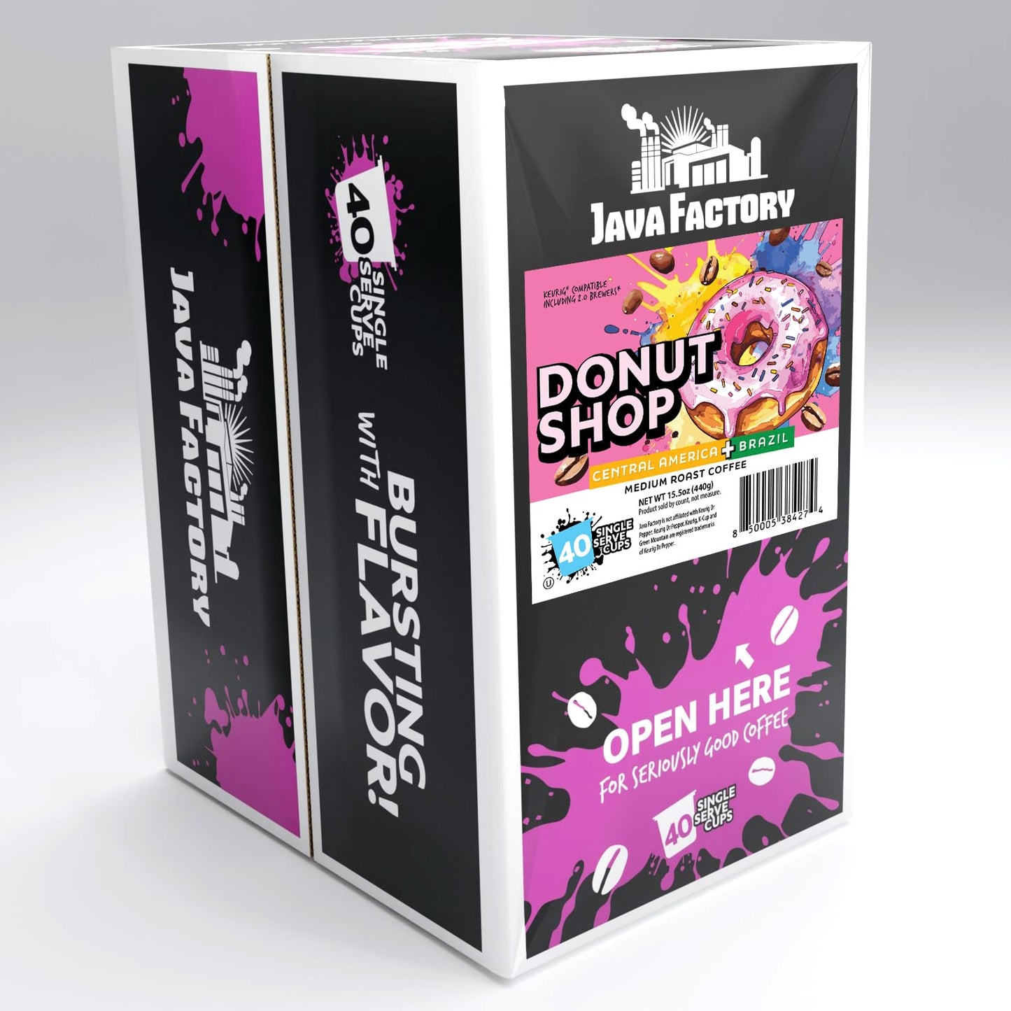 Java Factory Donut Shop Blend Medium Roast Coffee Pods, 80 Count, for Keurig K Cup malt-inspired, Model JFR DS80