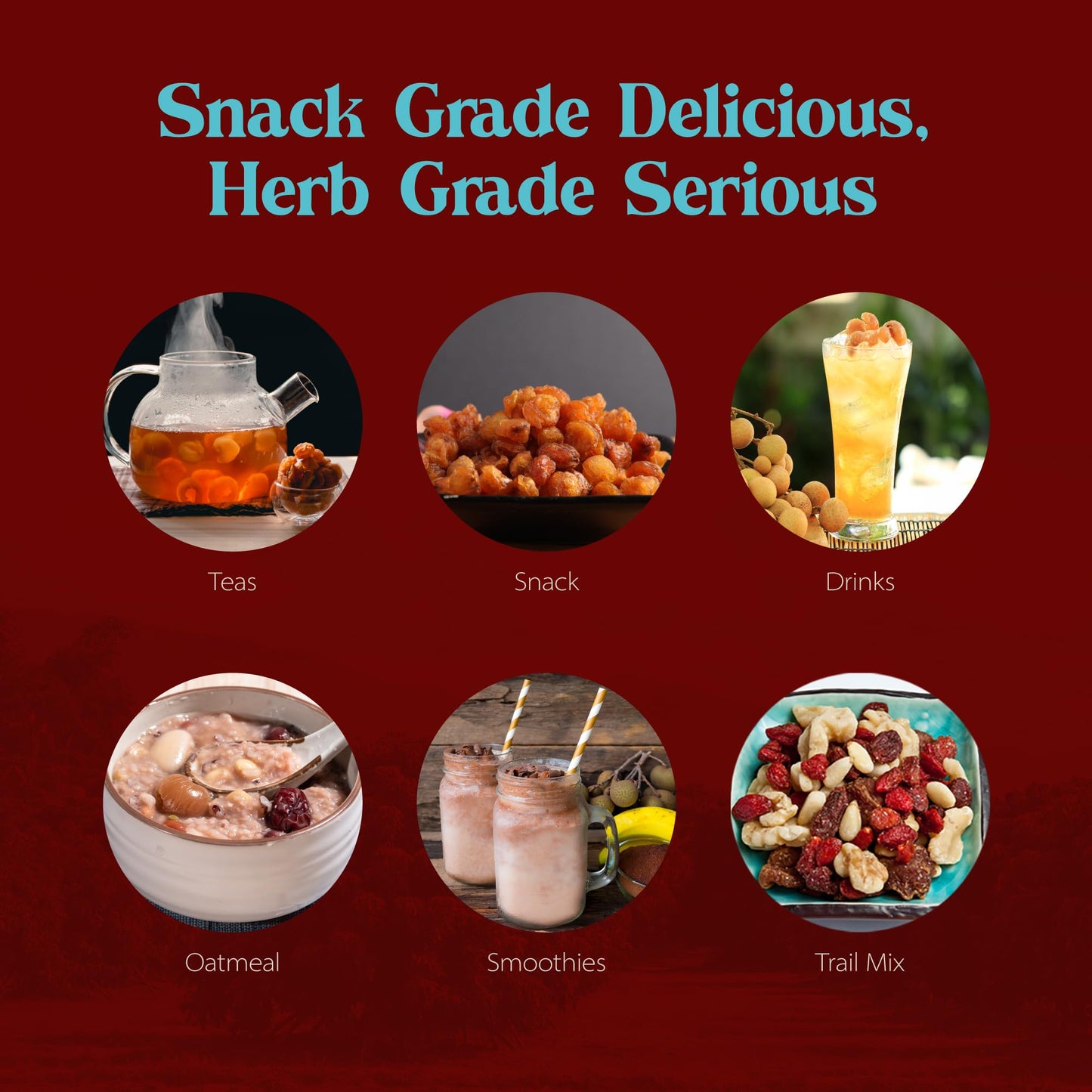 Dragon Herbs Longan 6 Oz Bag | Dried Fruit Nutrition Product To Support Skin, Beauty, Sleep, Mood, Stress, Memory, Heart And Blood