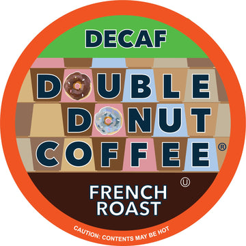 Double Donut Decaf Coffee Pods, Decaf French Roast, Single Serve Coffee For Keurig K Cups Machines, Decaf Dark Roast Coffee, 24 Count…