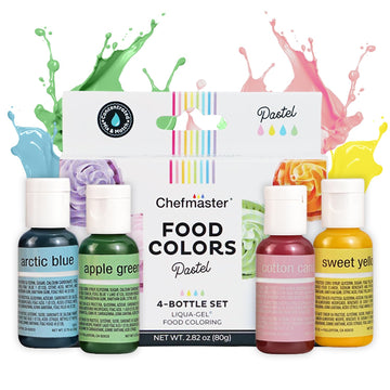 Chefmaster Liqua-Gel Food Coloring Kit, 4 Pack, Water-Based, Pastel Easter Colors, 0.7 Fl Oz Each