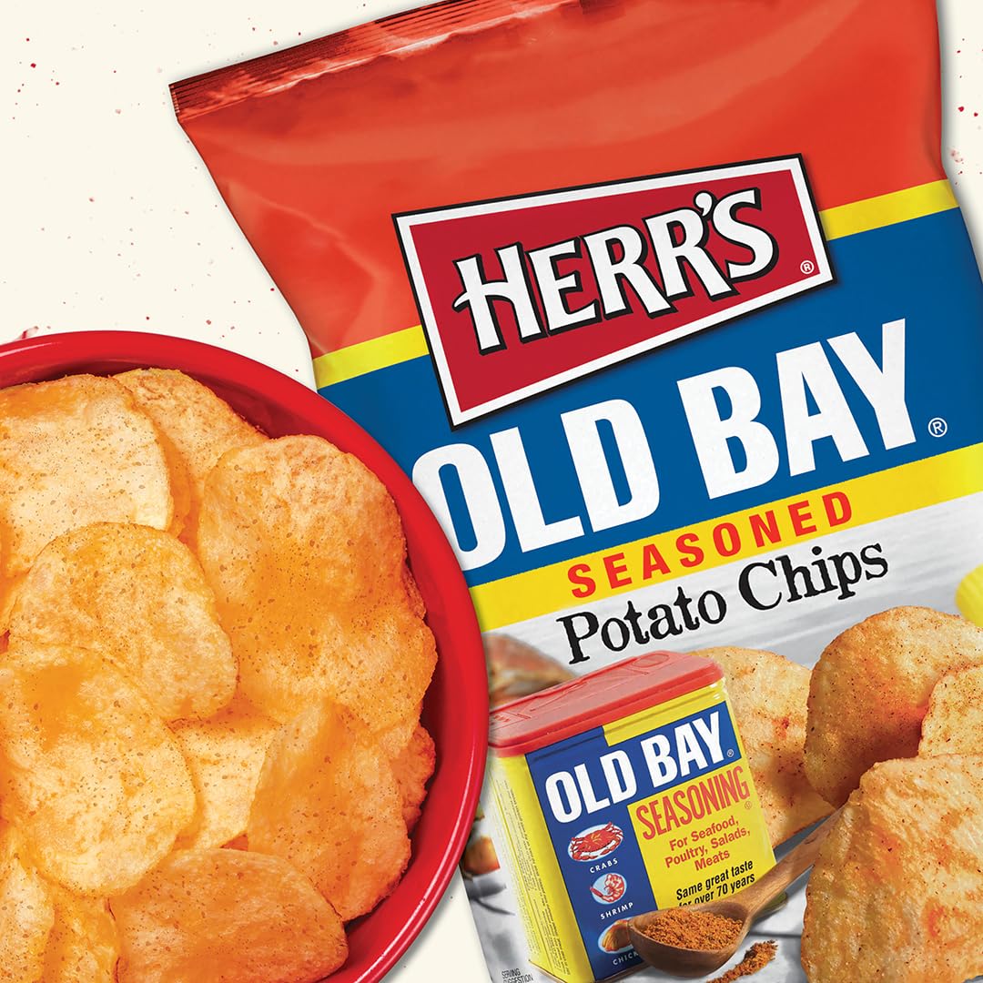 HERRS OLD BAY Potato Chips, Pack of 6 Bags, 7.75oz Total