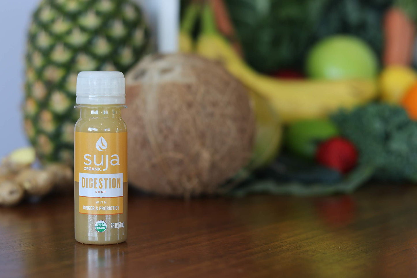 Suja Organic Cold-Pressed Digestion Shot With Ginger And Probiotics, 2 Fl Oz (Pack Of 15)
