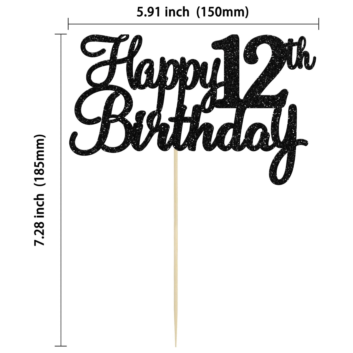 Gyufise 1Pc Happy 12Th Birthday Cake Topper Glitter 12Th Birthday Cake Pick Cheers To 12 Years Old Twelve Fabulous Cake Decorati