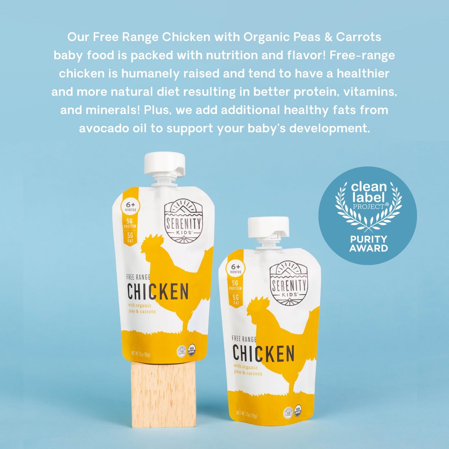 Serenity Kids 6+ Months Baby Food Pouches Puree Made With Ethically Sourced Meats & Organic Veggies  3.5 Ounce Bpa-Free Pouch  F