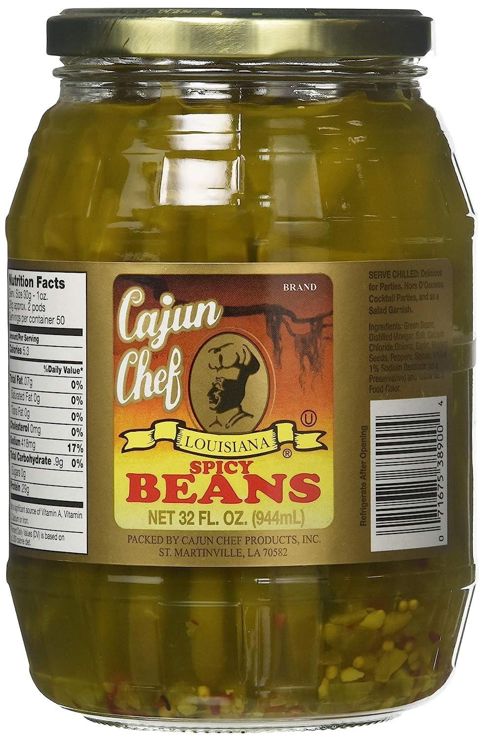 Cajun Chef Louisiana Spicy Green Beans - 32 oz (Pack of 1) - Bold Cajun Flavor - Perfect for Hors dOuevres, Cocktail Parties, as a Salad Garnish, Bloody Marys and More - Versatile and Delicious