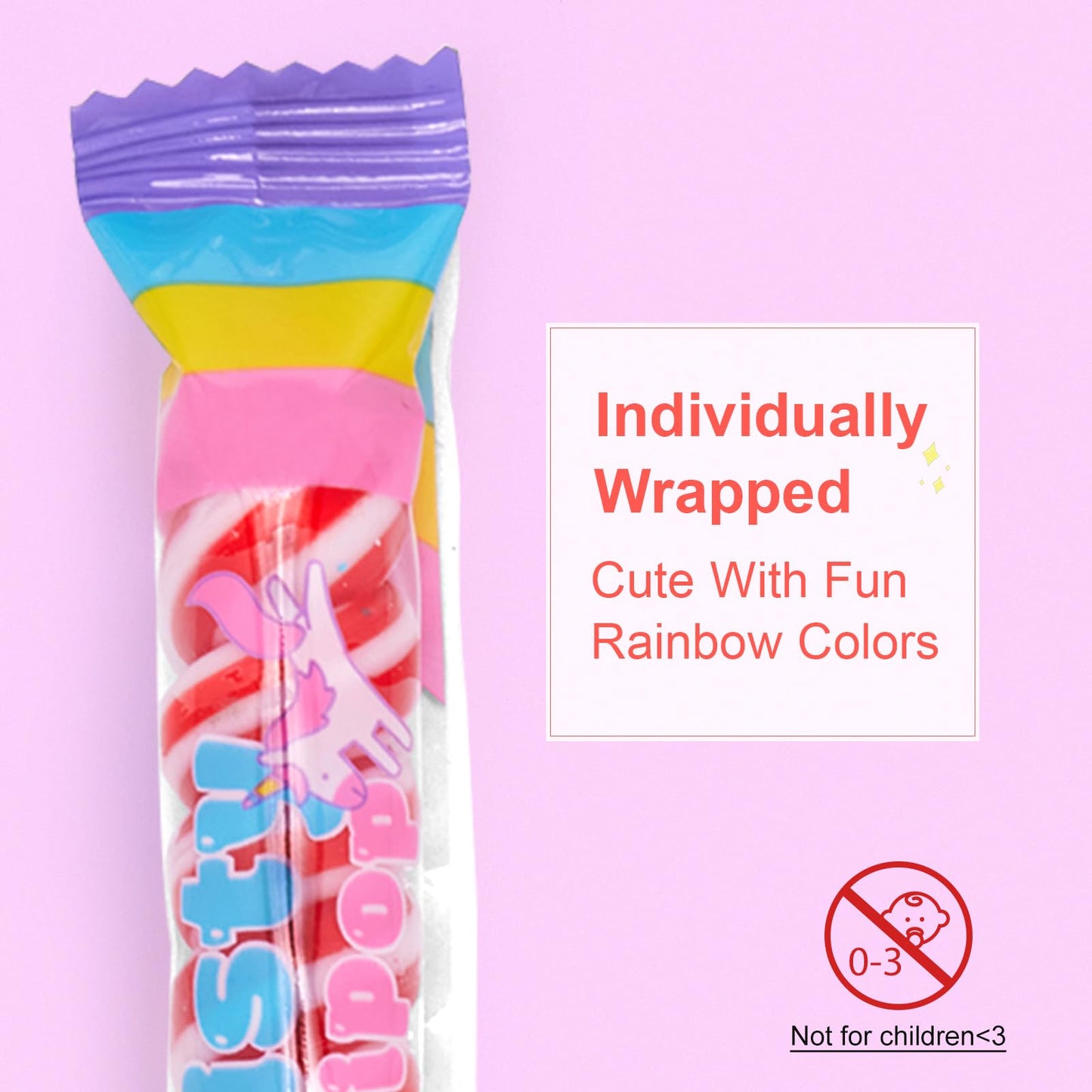 Twist Rainbow Lollipops,Individually Wrapped Bulk Unicorn,For Kid'S Birthday Party,12G Watermelon Flavor 22 Count