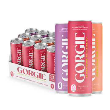GORGIE Sugar-Free Natural Energy Drink, Green Tea & B Vitamins, 150mg Caffeine, Pack of 12