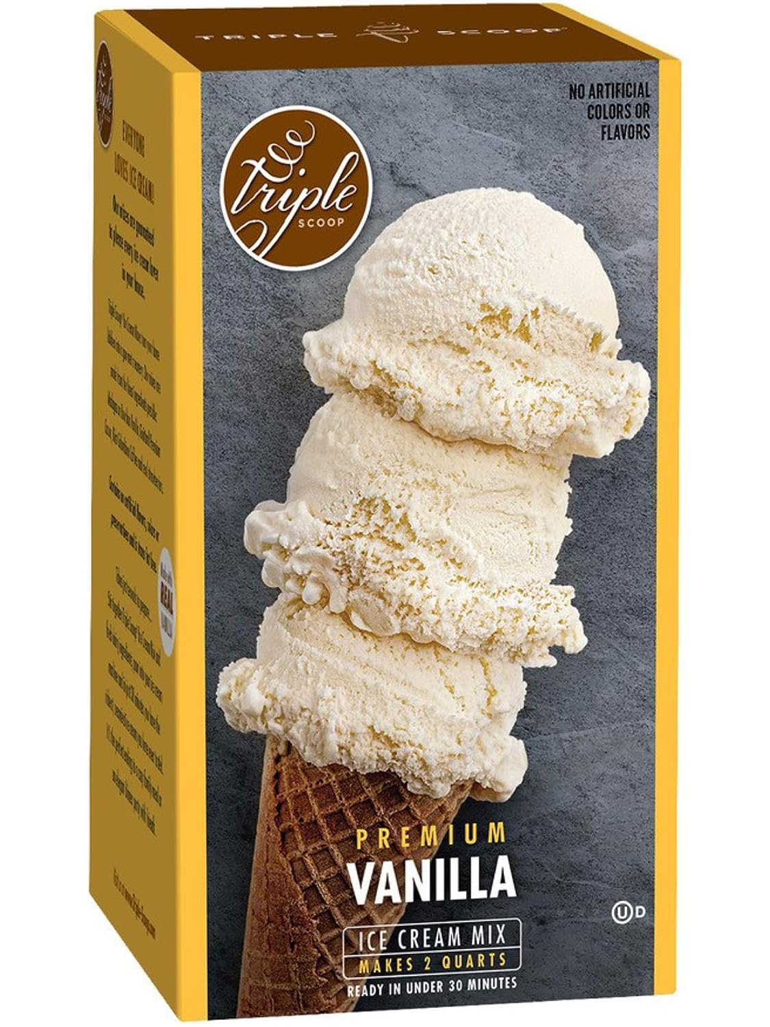 enhanced Ice Cream Starter Mix for ice cream maker. Simple  easy  delicious. From gourmet mix to maker in 5 minutes. Makes 2 creamy quarts. Made in USA. (1 box) (Vanilla)