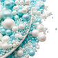 SE Si&Moos White and Light Blue Pearl Sprinkles for Cake Decorating Edible Cake Cookie Pearls Cupcake Decorations Baby Blue and White Sprinkles for Cake  Cupcake  Cookies Party Holiday Christmas Supplies 3.5 OZ