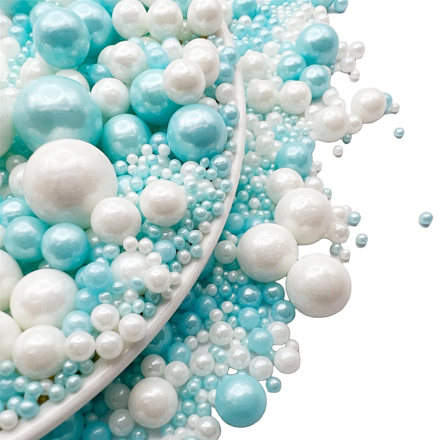 SE Si&Moos White and Light Blue Pearl Sprinkles for Cake Decorating Edible Cake Cookie Pearls Cupcake Decorations Baby Blue and White Sprinkles for Cake  Cupcake  Cookies Party Holiday Christmas Supplies 3.5 OZ