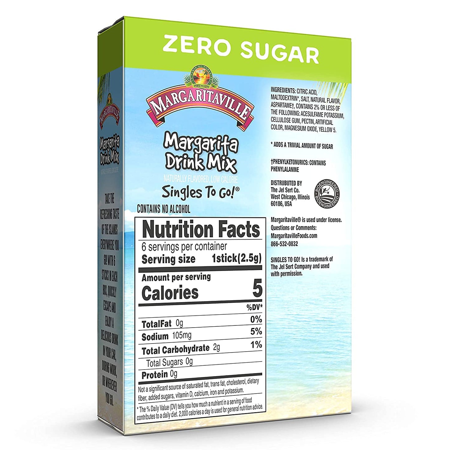 Margaritaville Singles To Go Water Drink Mix - Non-  ic Margarita Flavor, 72 Total Servings, 6 Count (Pack of 12)