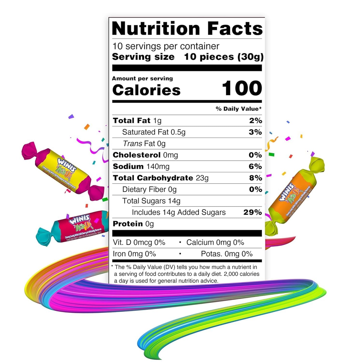 Winis Sour & Spicy Variety Bag Chewy Candy – Taffy Candies 30 Individually Wrapped Pieces - Size 4 Oz Candy Variety Bag - Taffy, Gifts, Holiday, Parties, Concessions, Pantry, Non-Melting, Party