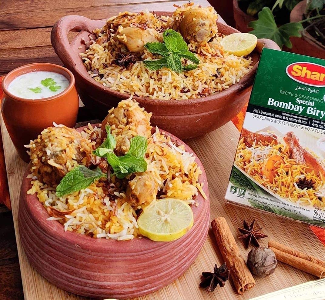 Shan Bombay Biryani Recipe & Seasoning Mix 2.11 Oz (60G) - Authentic Indian Spice Powder For Rice, Meat & Potato Pilaf | No Preservatives | Spicy Vegetarian Seasoning | Airtight Bag In Box (Pack Of 2)