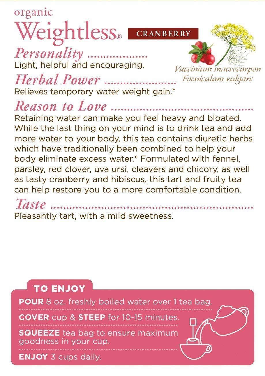 Traditional Medicinals Organic Weightless Cranberry Women'S Tea, 16 Tea Bags (Pack Of 6)
