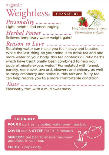Traditional Medicinals Organic Weightless Cranberry Women'S Tea, 16 Tea Bags (Pack Of 6)