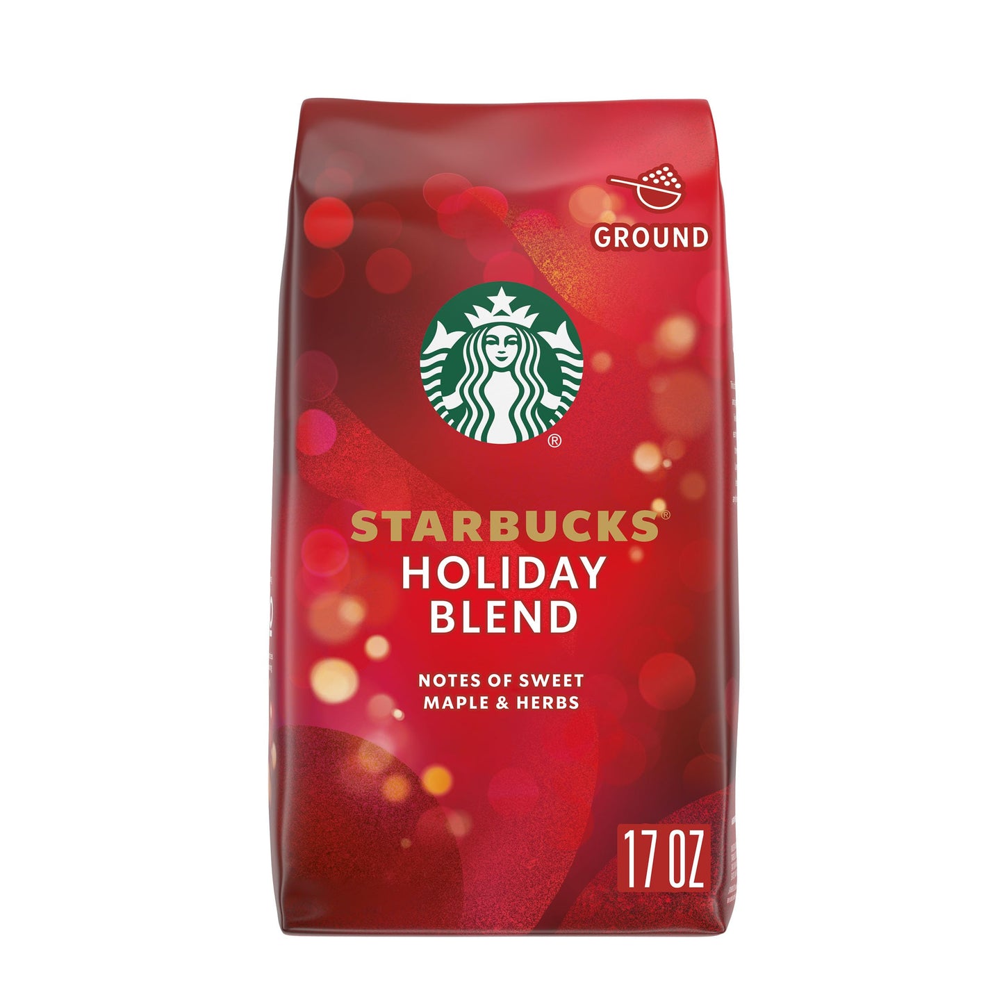 Starbucks Ground Coffee  Medium Roast Coffee  Starbucks Holiday Blend  100% Arabica  1 Bag (17 Oz)