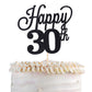 YCTHUNFISH 30th Birthday Cake Topper Black Glitter Paper Decoration Small