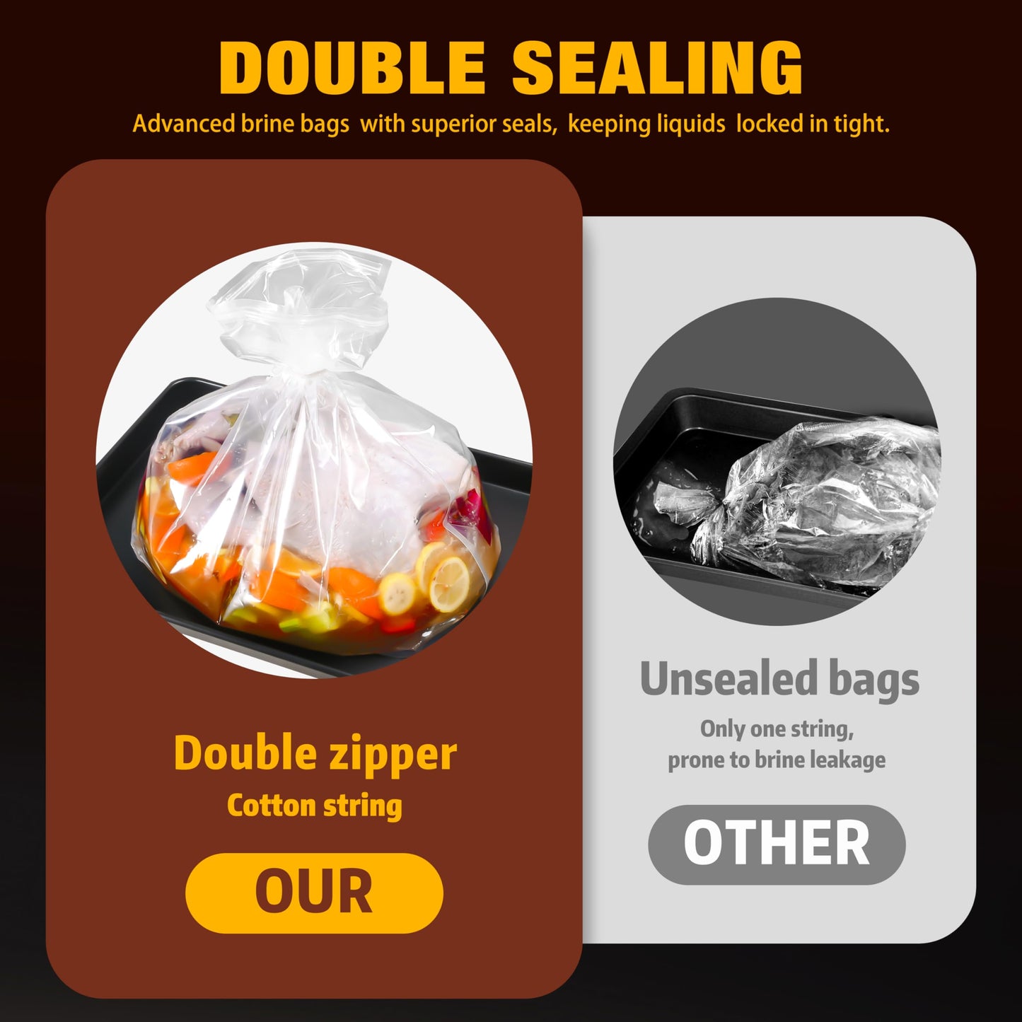 Turkey Brining Bags Kit of 2 Extra Large  21.6?19.6  Brine Bag with Double-Zippered for Secure Seal  Heavy Duty with Gusseted Bottom  Holds up to 30lbs  Secret to Juicy Turkeys