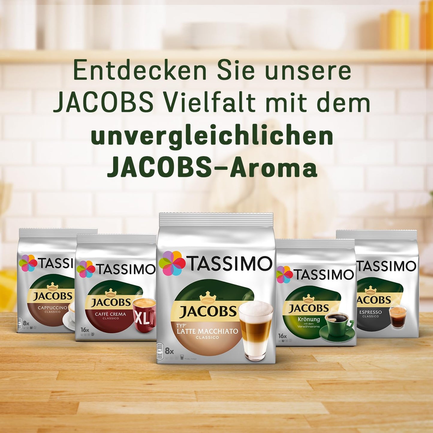 Tassimo Jacobs Latte Macchiato Caramel Coffee Pods, 5 x 268g, Model 4031646