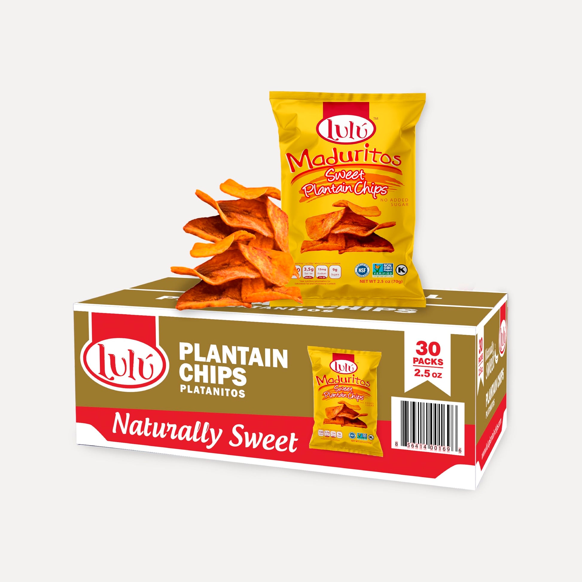 LULU Plantain Chips - Naturally Sweet Maduritos, Gluten Free, No Added Sugar, 2.5 Ounce (Pack of 30)