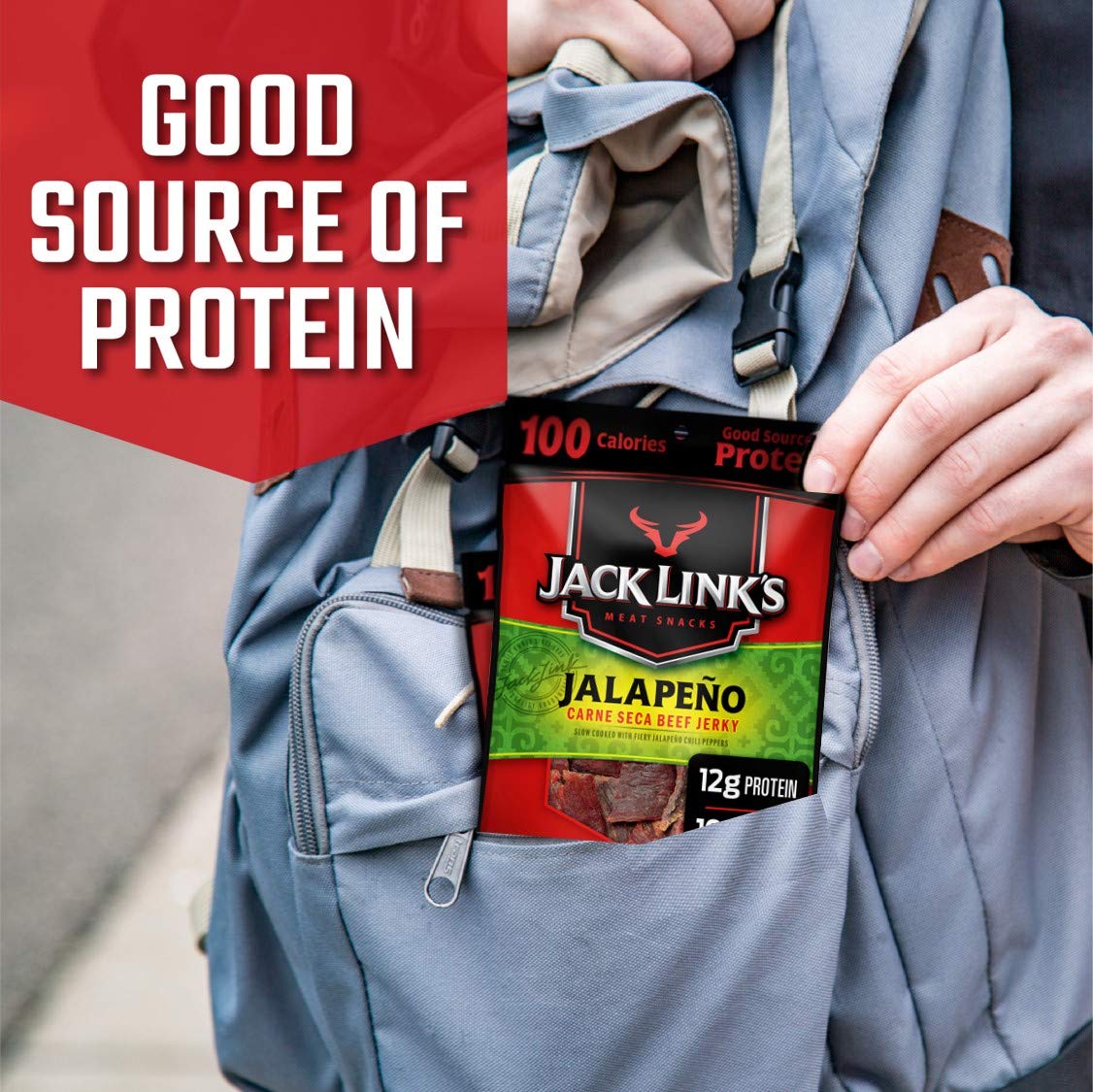 Jack Links Beef Jerky, Jalapeno, Spicy Meat Snack, 12g Protein, 1.25 oz (Pack of 10)