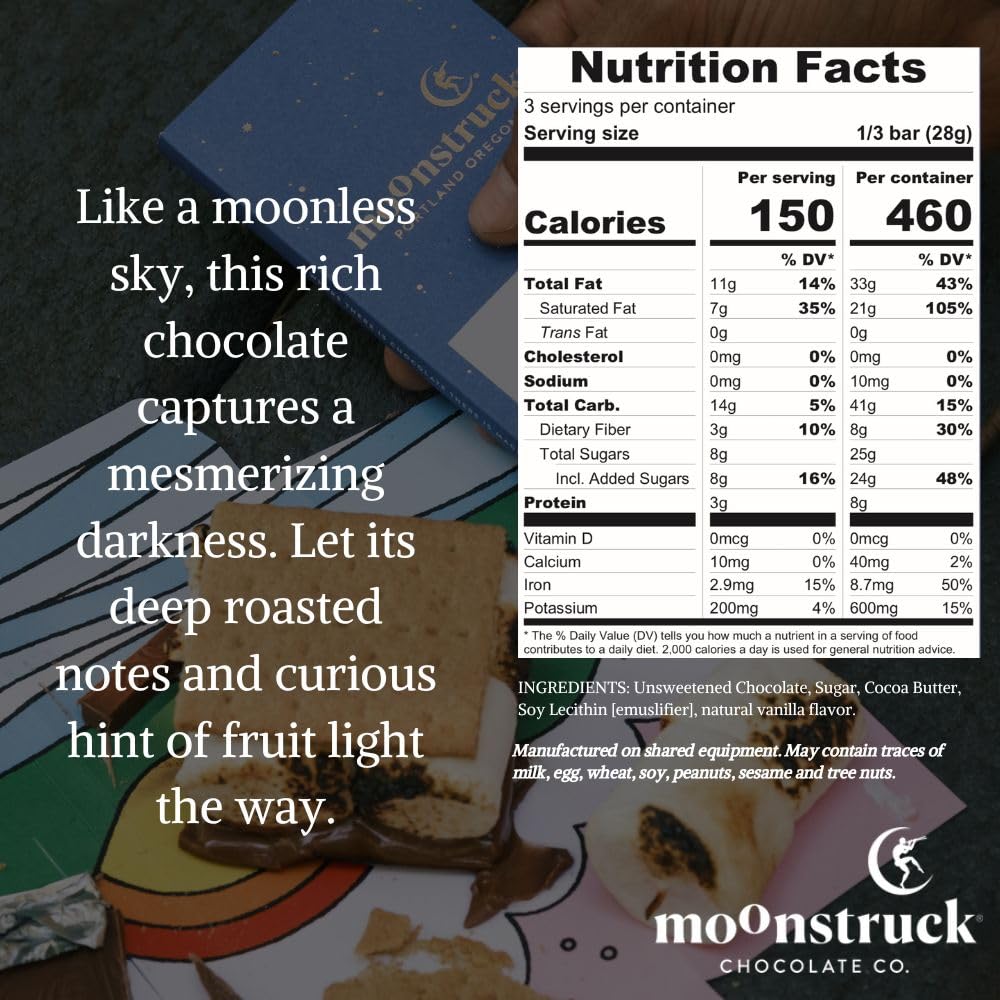 Moonstruck Chocolate Dark Chocolate Bar, 68% Cacao, 3.0Oz (Pack Of 1)