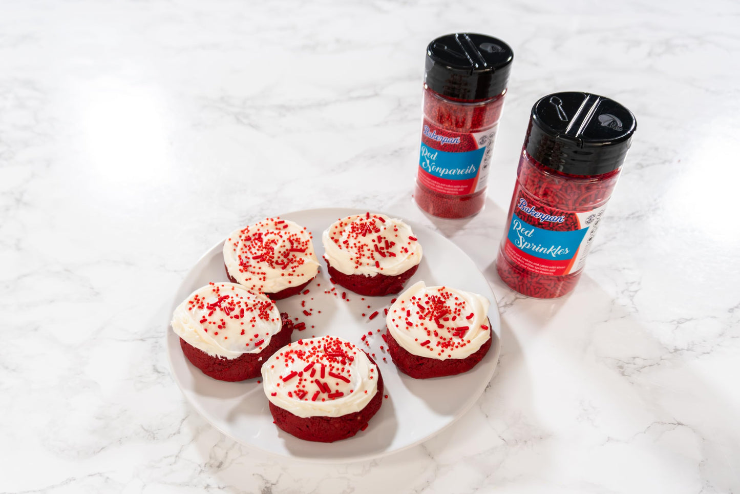 Bakerpan Red Nonpareils Sprinkles - 7 Ounces Red Sprinkles For Cake Decorating - Edible Nonpareils For Cupcakes, Ice Cream, Cake