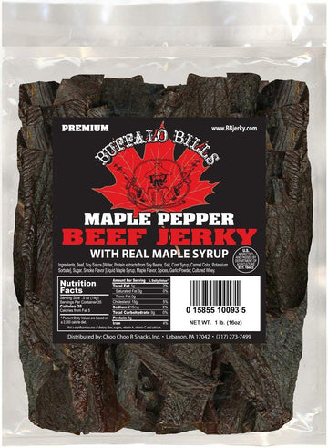 Buffalo Bills Beef Jerky Pieces - 16oz Premium Maple Pepper - One Pound Bag - Random Size Pieces