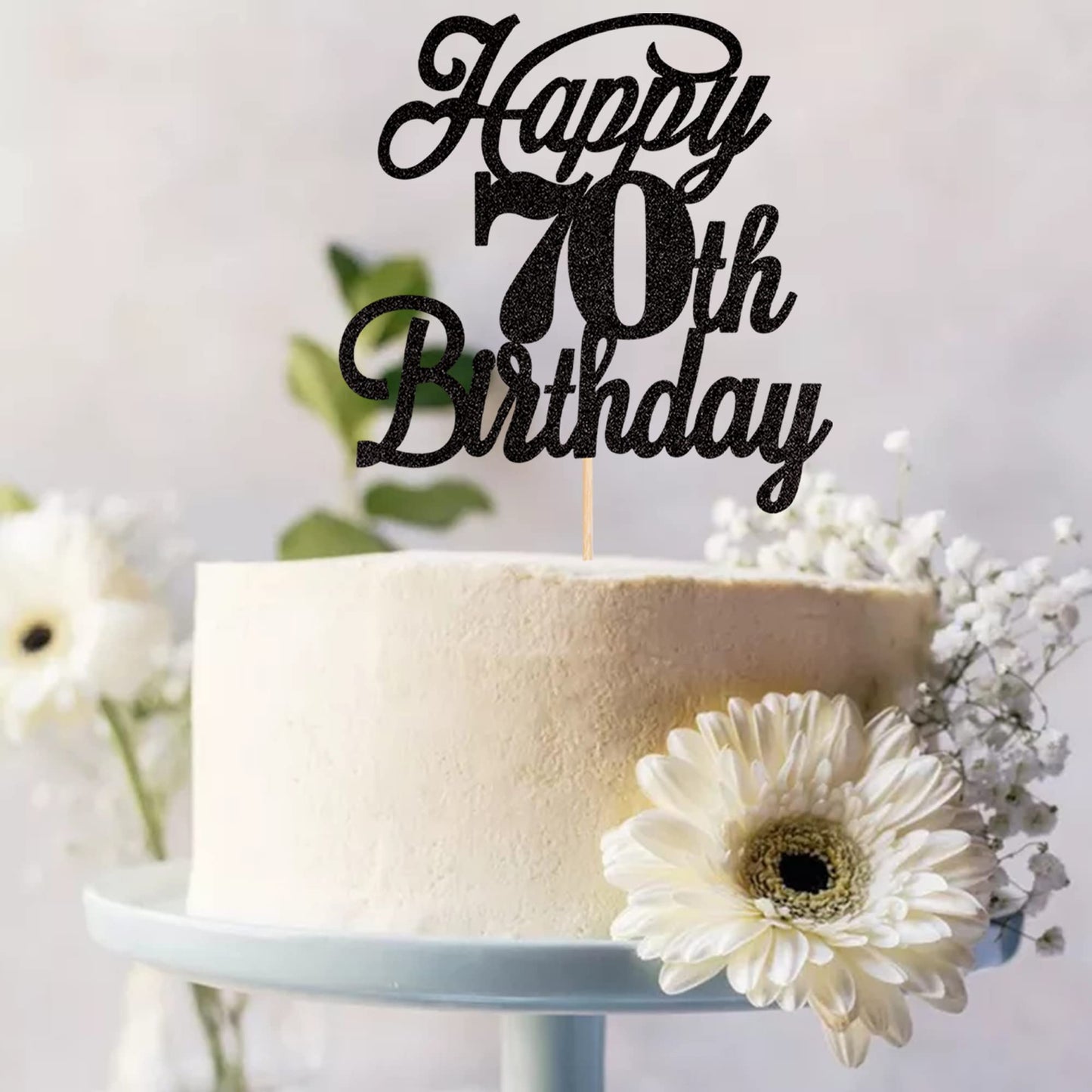 Rssta i Happy 70th Birthday Cake Topper Black Glitter, 70 & Fabulous, Paper, Model XM063-new-Black 70th