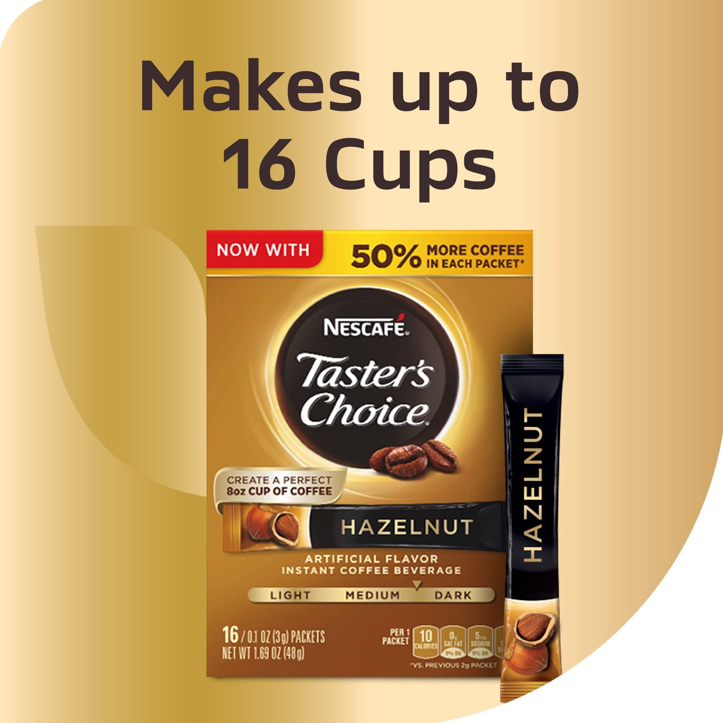 Nescaf  , Taster'S Choice, Instant Coffee Beverage, Hazelnut, 16 Packets, 0.1 Oz (3 G) Each - 2Pc