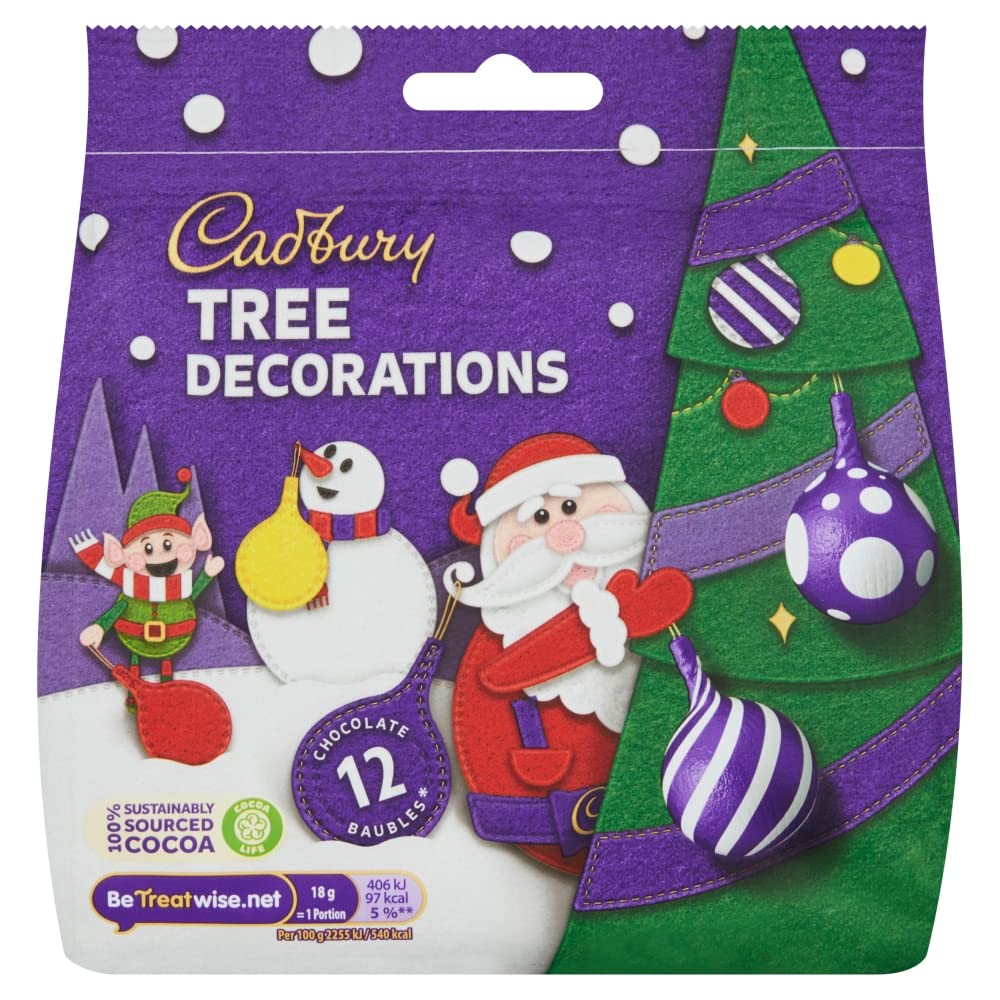 Cadbury Milk Chocolate Christmas Tree Decorations, 72G (Pack Of 6)