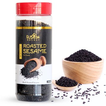 Fusion Select Roasted Black Sesame Seeds - Natural Toasted Sesame Seeds - Crispy, Crunchy, Nutty Taste For Asian, Mediterranean & Middle Eastern Cuisine - Salad, Soup, Noodle & Sushi Topping