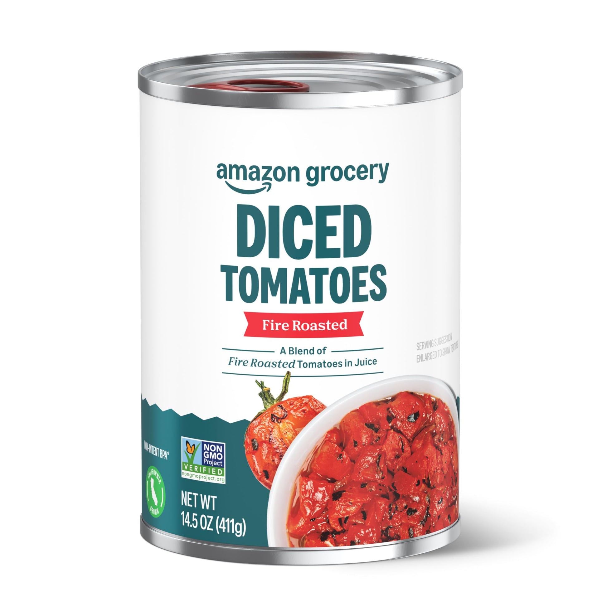 Happy Belly Diced Tomatoes, Fire Roasted, 14.5 Ounce, Pack of 1