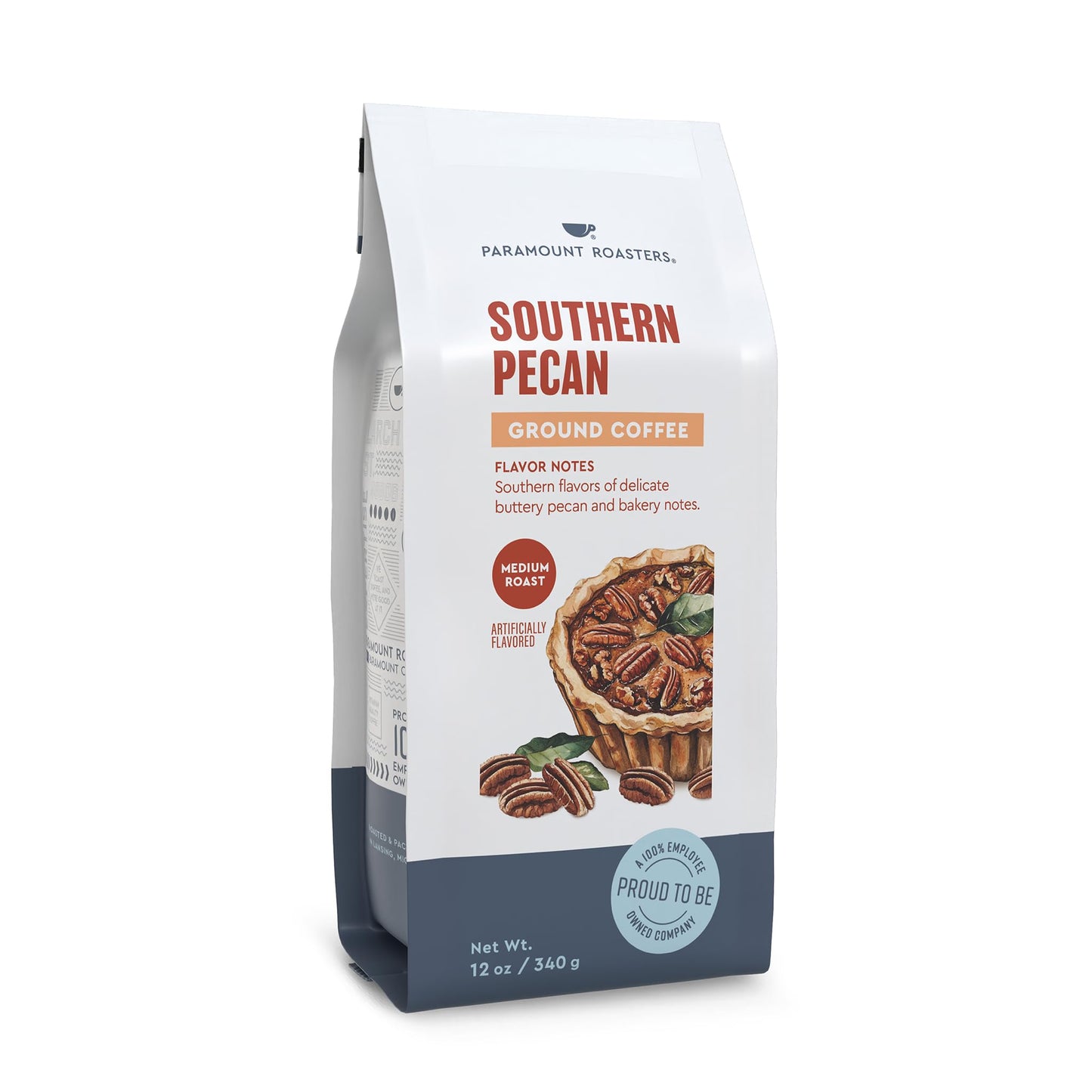 Paramount Roasters Southern Pecan Flavored Ground Coffee, Medium Roast, 12 Ounce Bag