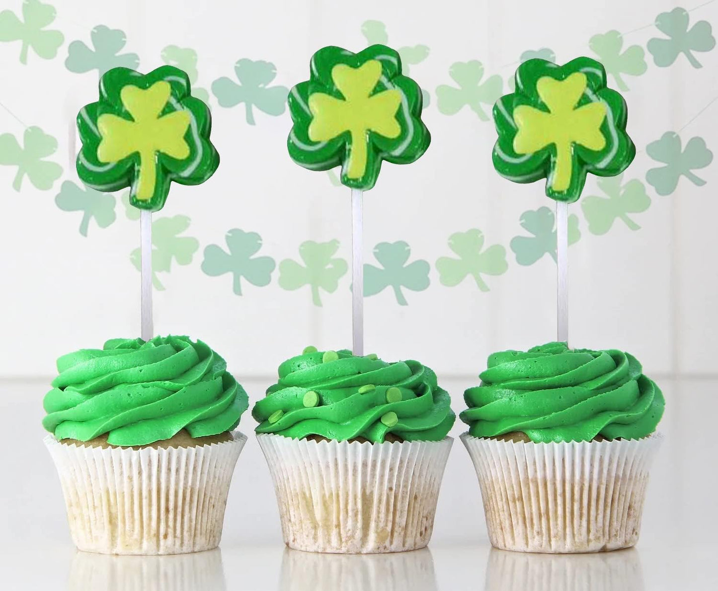 12 Shamrock Lollipops - St Patricks Day Candy And Party Favors - Irish Candy