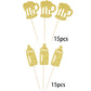 ZHUOWEISM Baby Bottle Cupcake Toppers, 30 PCS Gold Glitter, Small, Design4 for Baby Showers and Birthday Parties
