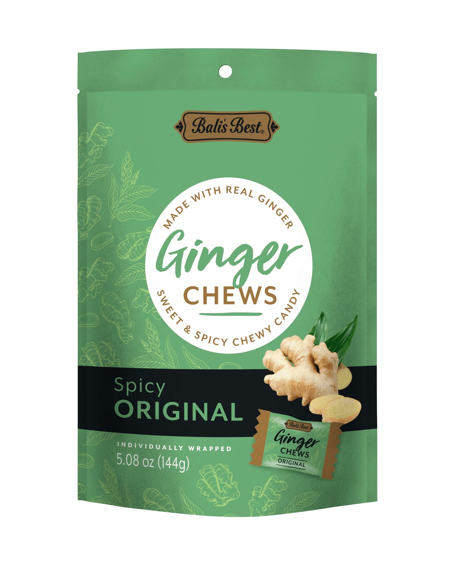 Bali'S Best Ginger Chews - Spicy Original Ginger Flavor, 5.08Oz Bag