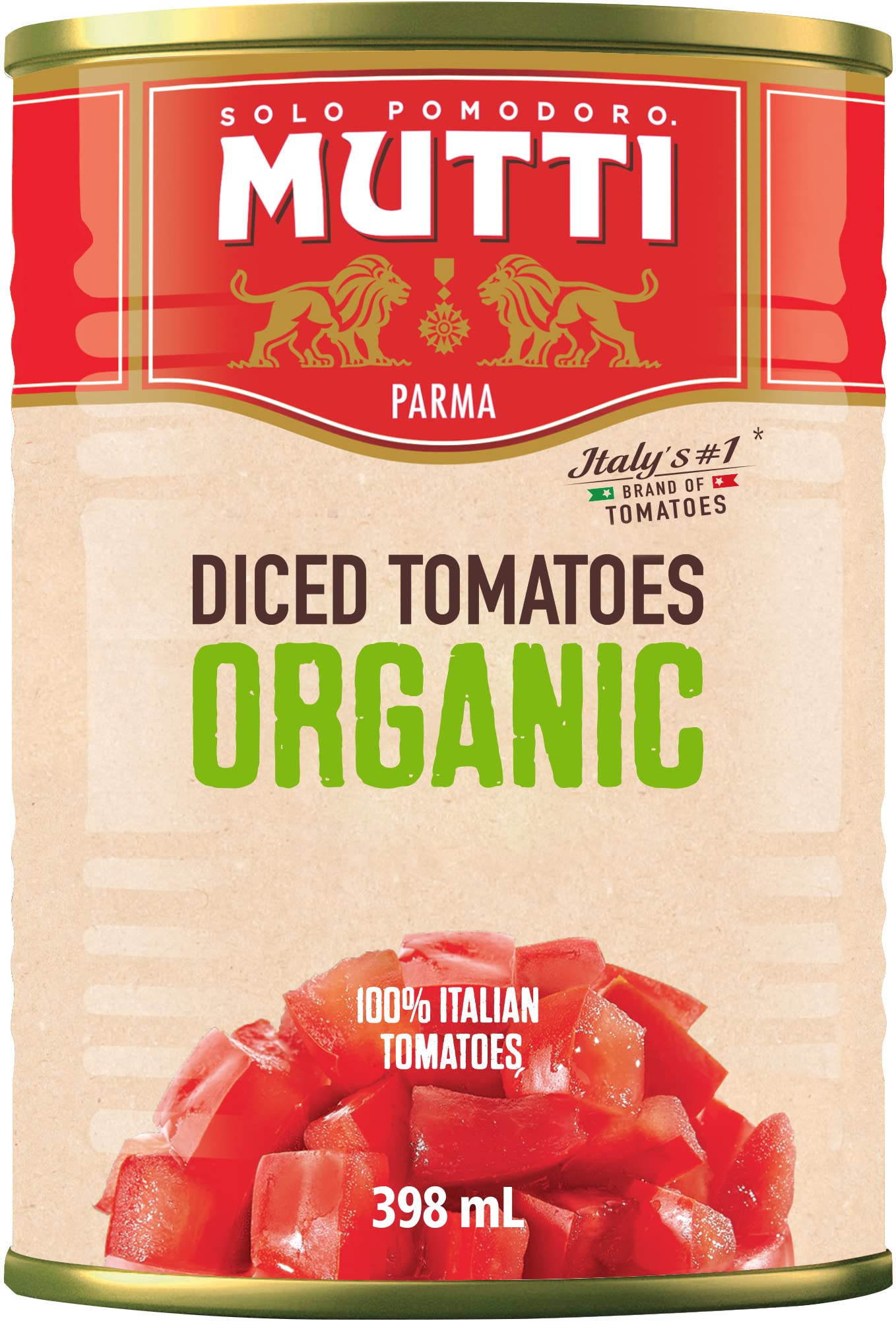 Mutti Organic Diced Tomatoes (Polpa Pezzi), 14 oz. | 6 Pack | Italys #1 Brand of Tomatoes | Fresh Taste for Cooking | Canned Tom