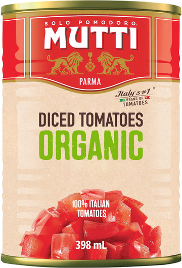 Mutti Organic Diced Tomatoes (Polpa Pezzi), 14 oz. | 6 Pack | Italys #1 Brand of Tomatoes | Fresh Taste for Cooking | Canned Tom