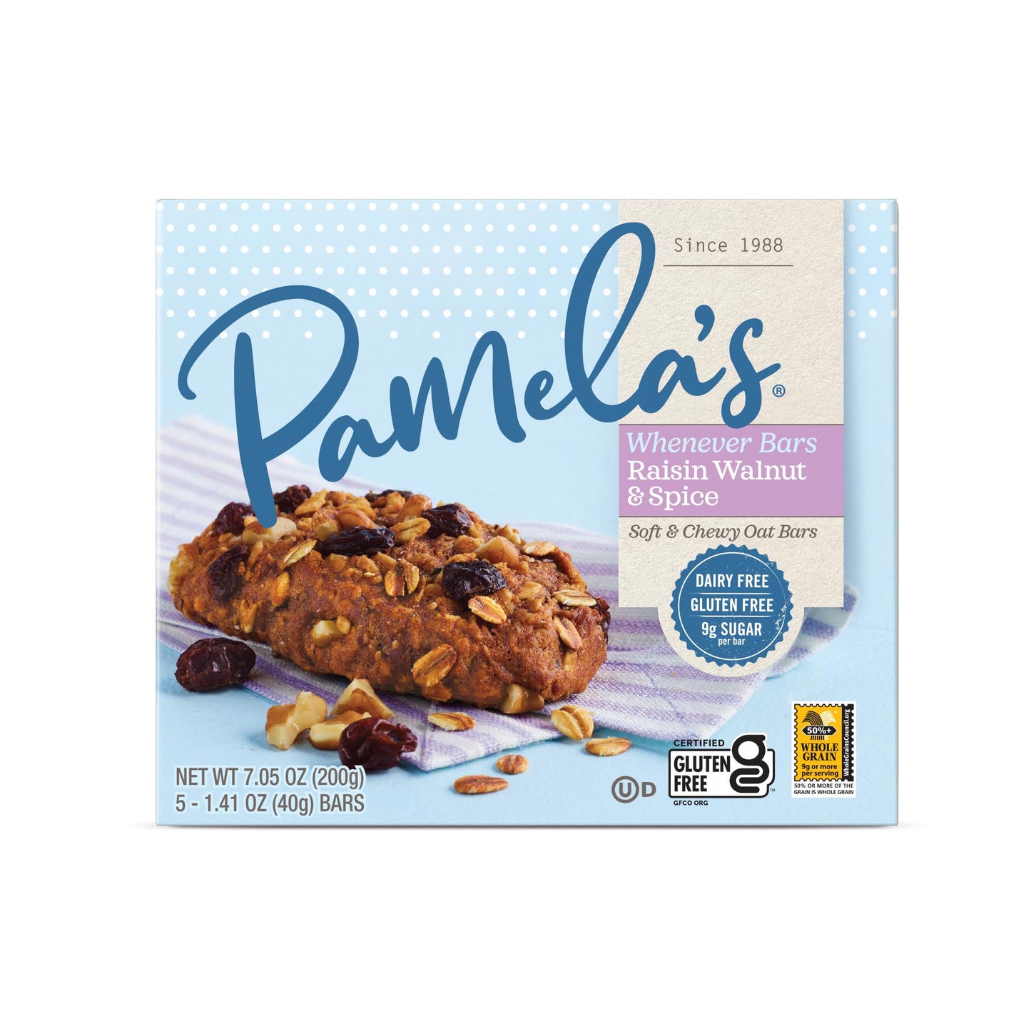 Pamelas Products Oat Raisin Walnut Bar, 7.05 oz, Pack of 6, 18.3 cm x 14.5 cm x 31.5 cm, Model