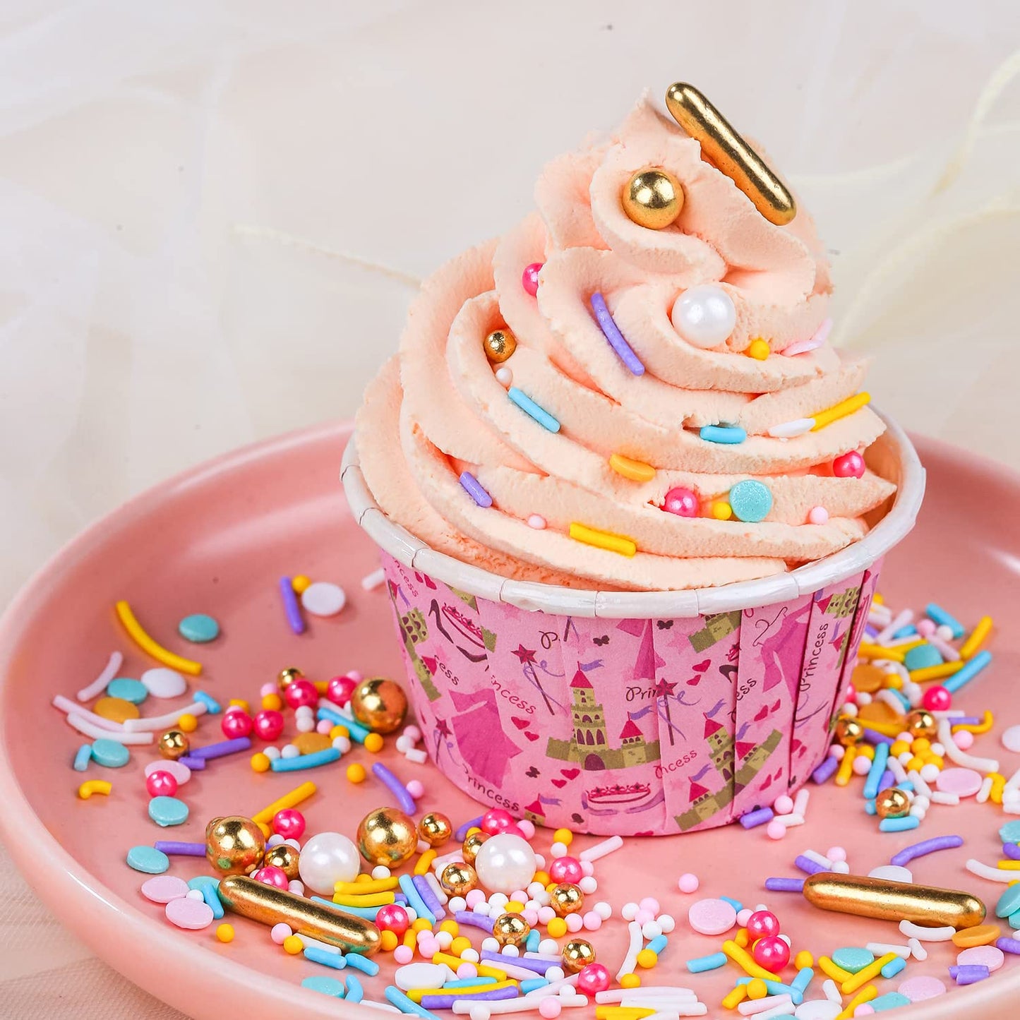 Rainbow Sprinkles for Cake Decorating 7ounce Cake sprinkles for Cupcakes Topper, Cookie Candy Decorations - Metallic Gold Sprink