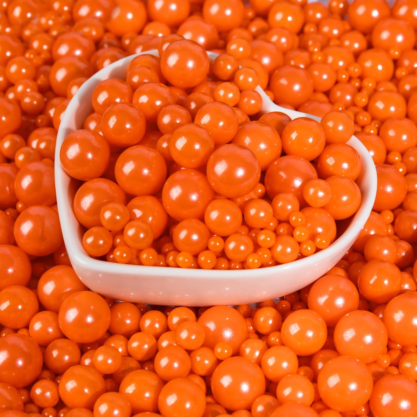 Sugarzy Edible Orange Pearl Sprinkles, Mixed Sizes, 130g/4.58oz, Baking Decorations, Cupcake Toppers, Wedding Party Supplies