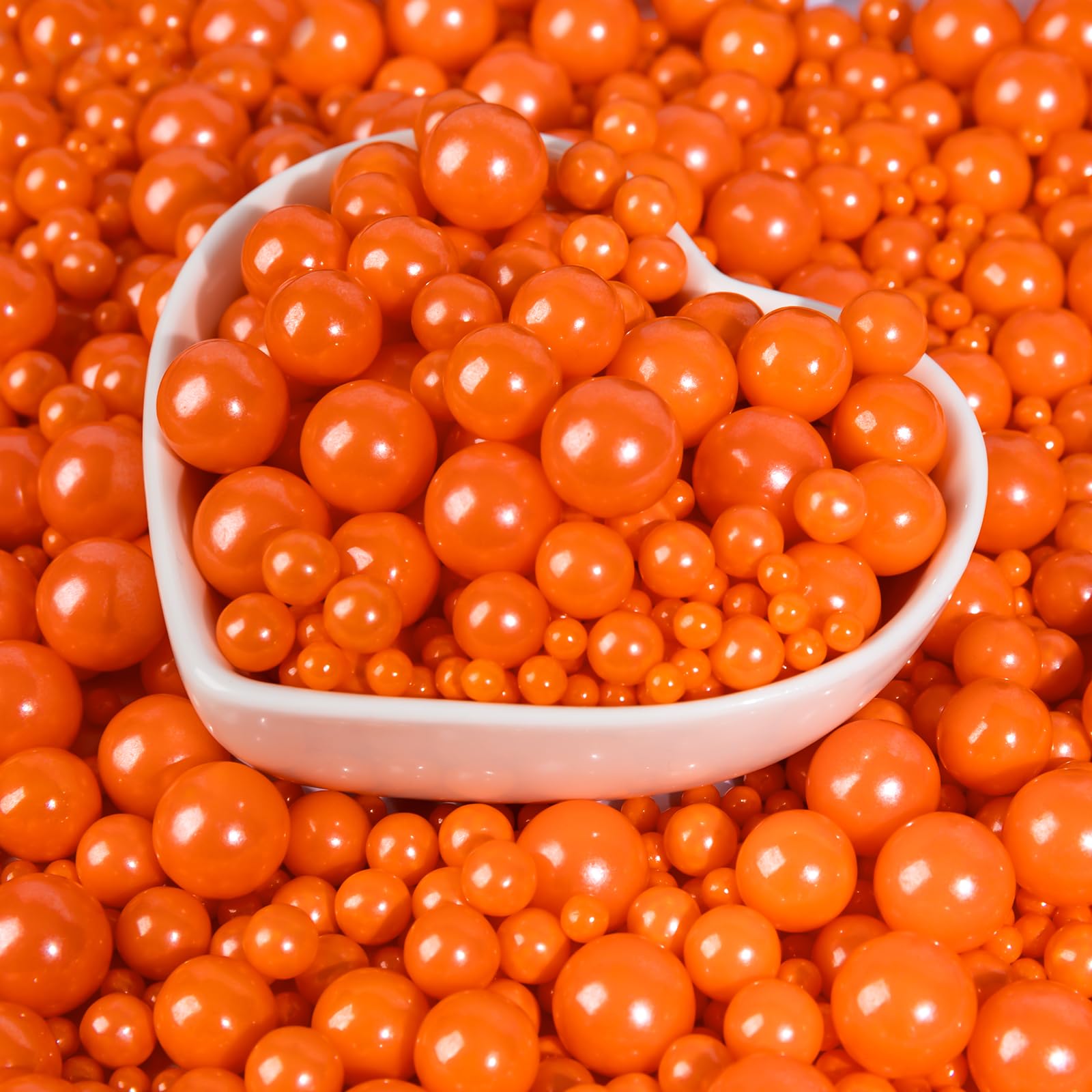 Sugarzy Edible Orange Pearl Sprinkles, Mixed Sizes, 130g/4.58oz, Baking Decorations, Cupcake Toppers, Wedding Party Supplies