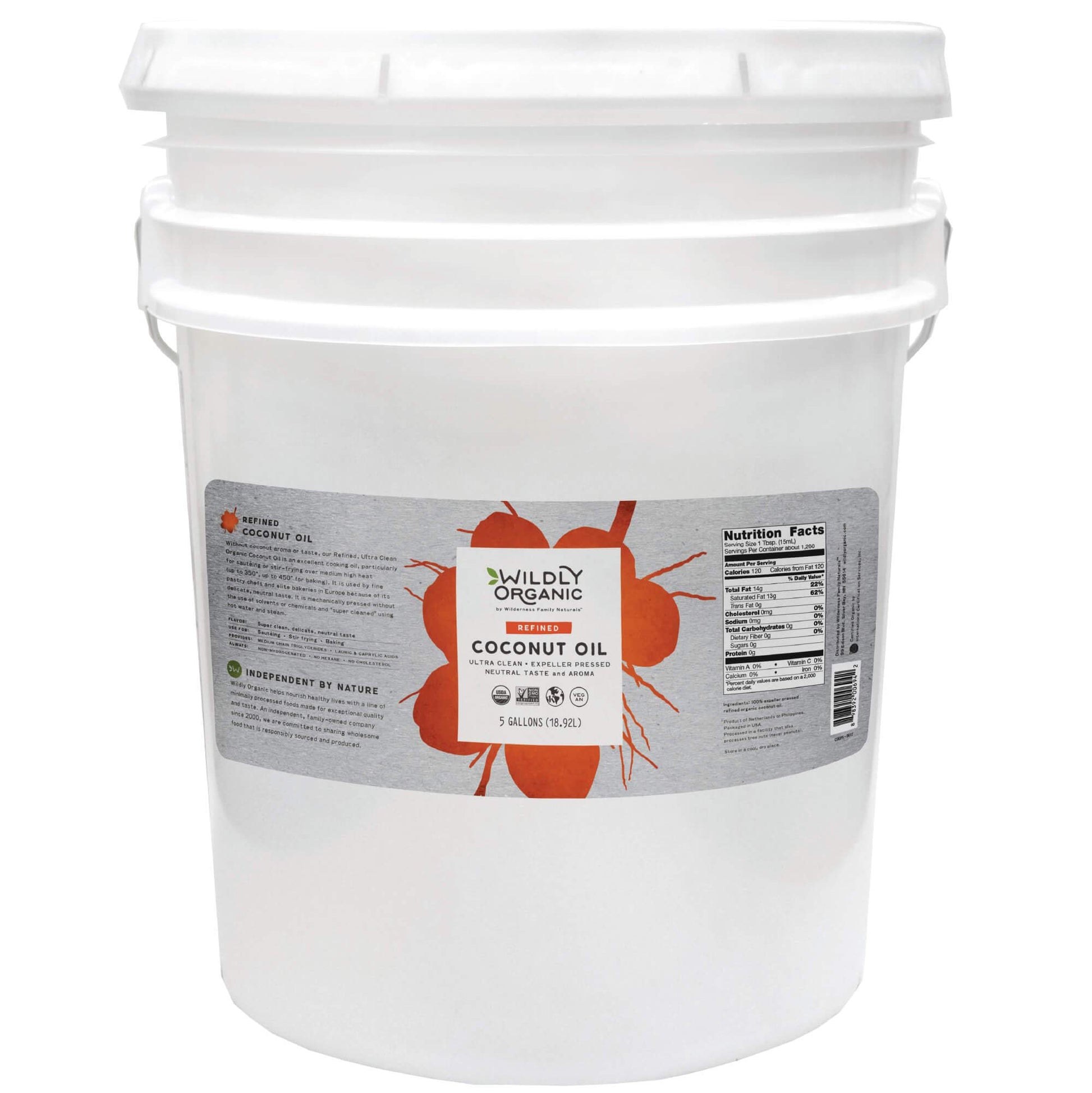 Wildly Organic Refined Coconut Oil 640 Fl Oz, 5 Gallon - Organic, Non-GMO, Vegan, RBD, MCT, No Coconut Flavor or Aroma (Neutral 