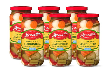 Mezzetta Italian Mix Giardiniera, Mild Heat | Gluten Free, Keto | 16 Fluid Ounce Jar (Pack Of 6)