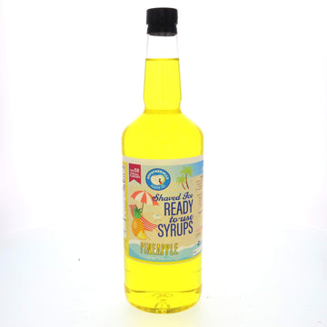 Hypothermias Shaved Ice & Snow Cone Syrup Syrup - BPA-Free Plastic Bottle Quart (32 Fl Oz) - Pineapple - Non-GMO 100% Pure Cane 
