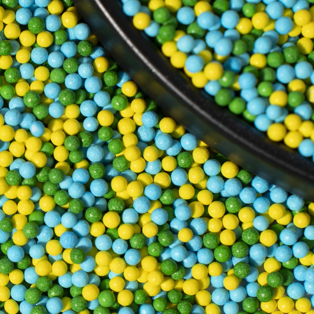 NIPEOR Nonpareils Sprinkles Edible Pearl Sprinkles 130g Green Blue Yellow 2mm for Cake Decorating Baking Ice Cream Cookies