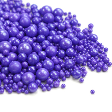 Dazzjoy Edible Pearl Purple Sugar Sprinkles, 130G/4.58Oz, Purple Ball Pearls Sprinkles For Cake Decorating, Cupcake Toppers, Edi