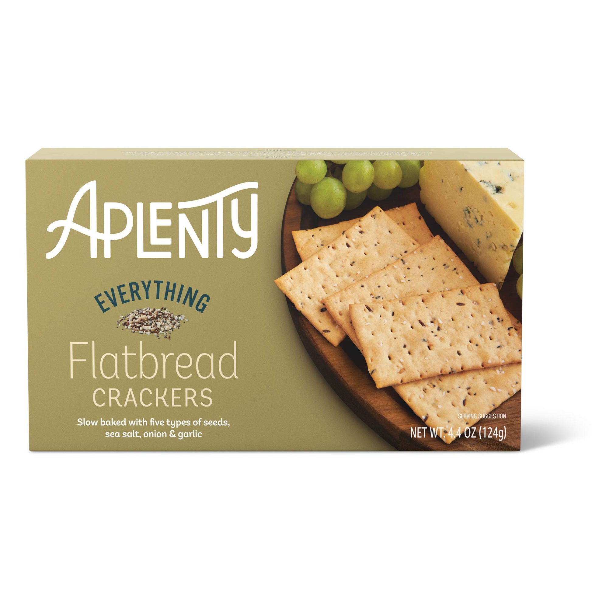 Aplenty Everything Flatbread Crackers, Light Golden, 4.4 oz Pack