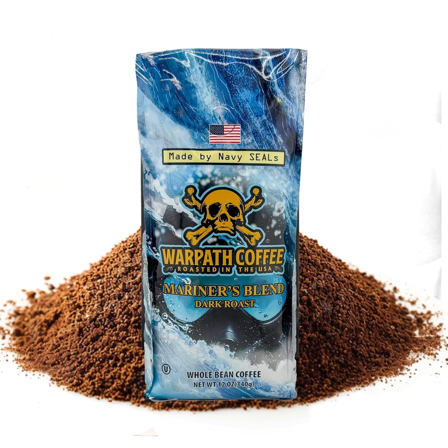 Warpath Coffee Dark Roast Ground Coffee  Mariners Blend  High Caffeine  Extra Strong Roasted 100% Arabica Coffee Ground Beans  Rich Aroma  Full-Bodied Intense Cup  Created by Navy SEALs  2lb